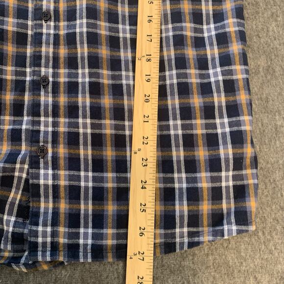 Travis Mathew Shirt Mens Large Flannel Button Up Plaid Blue Yellow Casual‎ Adult - Picture 5 of 6